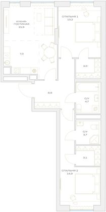 Продажа 3-комнатной квартиры 73,3 м², 12/23 этаж