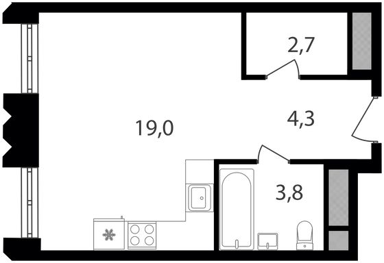Продажа квартиры-студии 29,8 м², 6/30 этаж