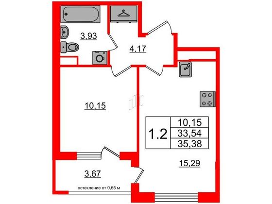 Продажа 1-комнатной квартиры 33,5 м², 1/4 этаж