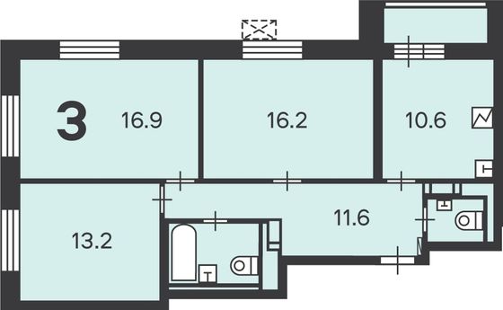 Продажа 3-комнатной квартиры 74,5 м², 2/17 этаж