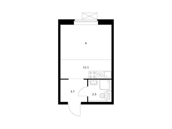 Продажа квартиры-студии 23,3 м², 25/25 этаж