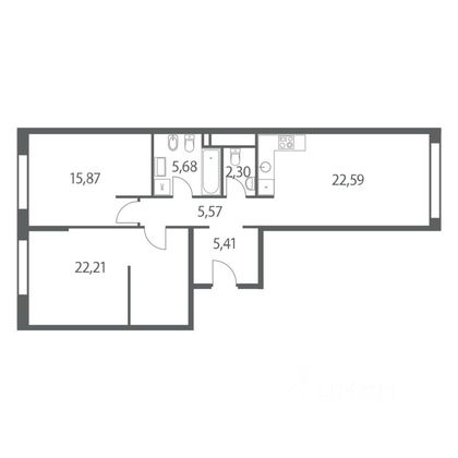 Продажа 3-комнатной квартиры 81 м², 6/27 этаж
