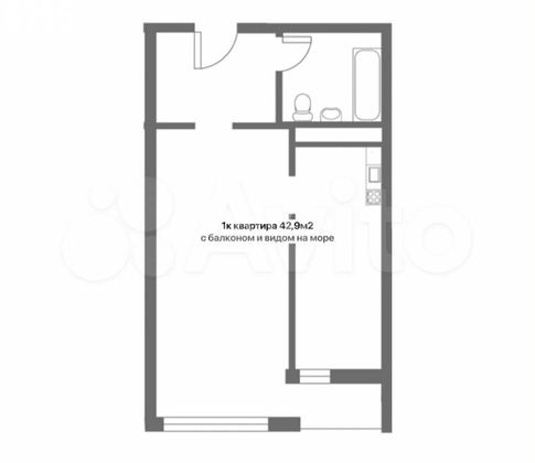 Продажа 1-комнатной квартиры 42 м², 9/12 этаж