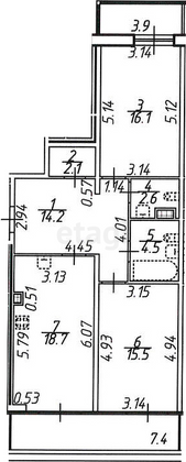 Продажа 2-комнатной квартиры 73,7 м², 9/10 этаж