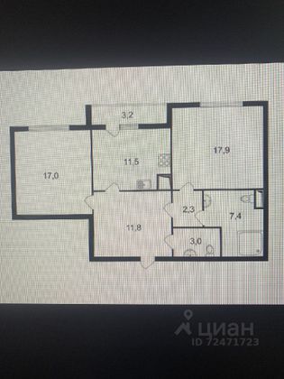 Продажа 2-комнатной квартиры 72,5 м², 4/10 этаж