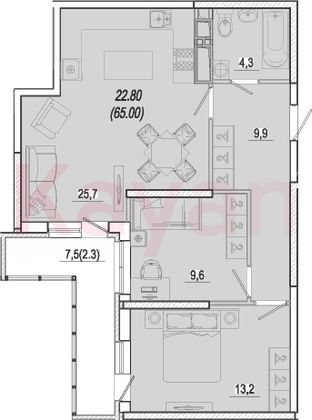 Продажа 3-комнатной квартиры 62,7 м², 2/17 этаж