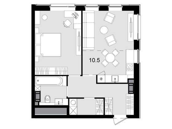 56,7 м², 2-комн. квартира, 47/47 этаж