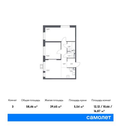 Продажа 3-комнатной квартиры 58,5 м², 14/16 этаж