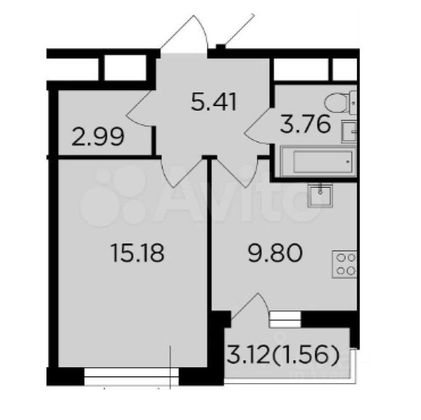 Продажа 1-комнатной квартиры 38,7 м², 10/24 этаж