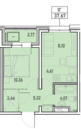 Продажа 1-комнатной квартиры 37,7 м², 9/13 этаж