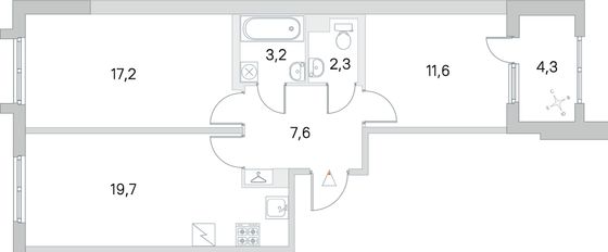 Продажа 2-комнатной квартиры 63,8 м², 1/5 этаж