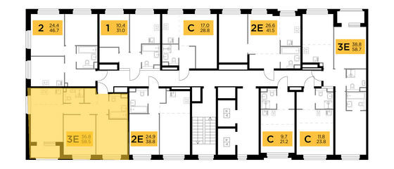 Продажа 3-комнатной квартиры 58,5 м², 8/20 этаж