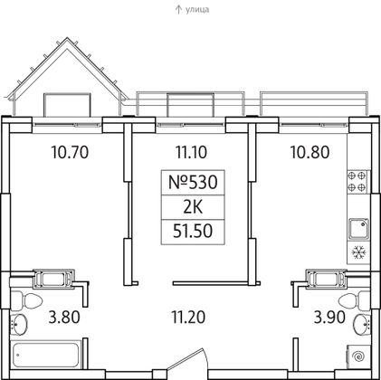 Продажа 2-комнатной квартиры 51,5 м², 25/25 этаж