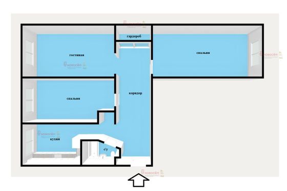 Продажа 3-комнатной квартиры 57 м², 1/5 этаж