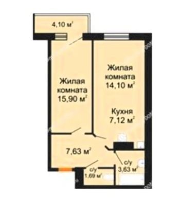 Продажа 2-комнатной квартиры 54 м², 14/18 этаж