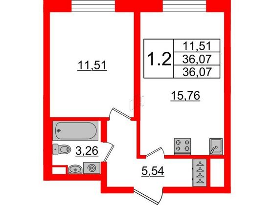 Продажа 1-комнатной квартиры 35,1 м², 1/5 этаж