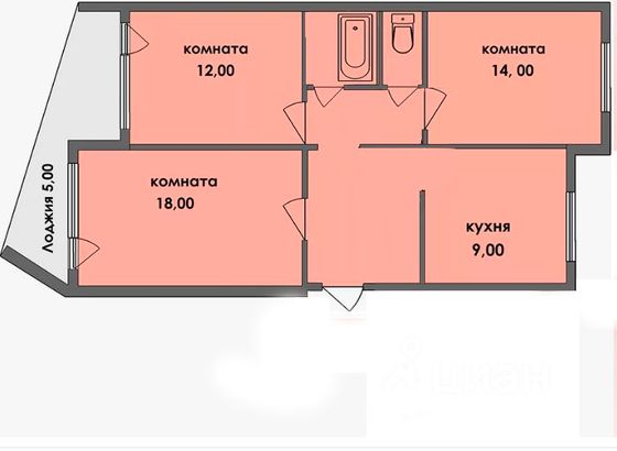 Продажа 3-комнатной квартиры 62 м², 6/9 этаж