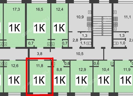 Продажа 1 комнаты, 12,3 м², 3/4 этаж