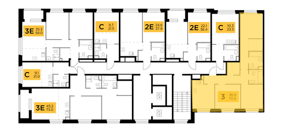 Продажа 3-комнатной квартиры 70,4 м², 10/17 этаж