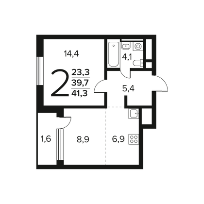 Продажа 2-комнатной квартиры 41,3 м², 6/7 этаж