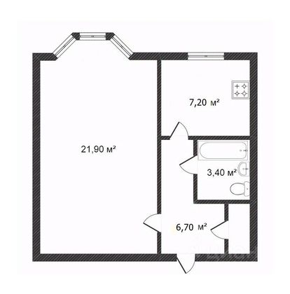 Продажа 1-комнатной квартиры 40,3 м², 5/5 этаж