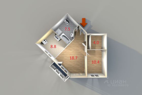 Продажа квартиры со свободной планировкой 50,4 м², 2/4 этаж