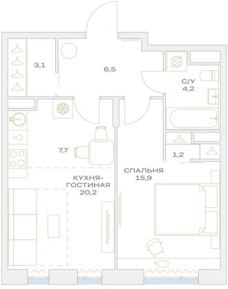 Продажа 2-комнатной квартиры 51,1 м², 4/23 этаж