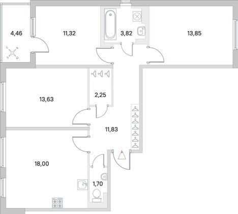 Продажа 3-комнатной квартиры 78,6 м², 2/4 этаж