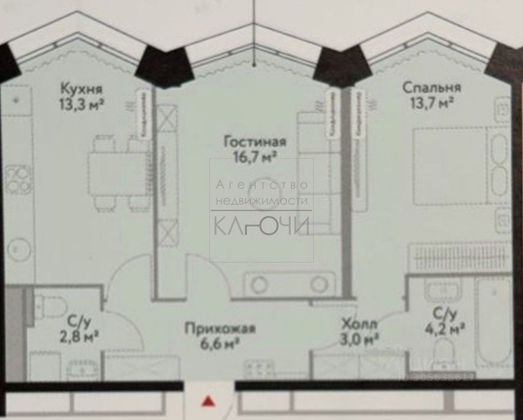 Продажа 2-комнатной квартиры 60,8 м², 14/18 этаж