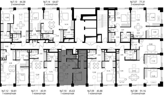 Продажа 1-комнатной квартиры 45,6 м², 7/10 этаж