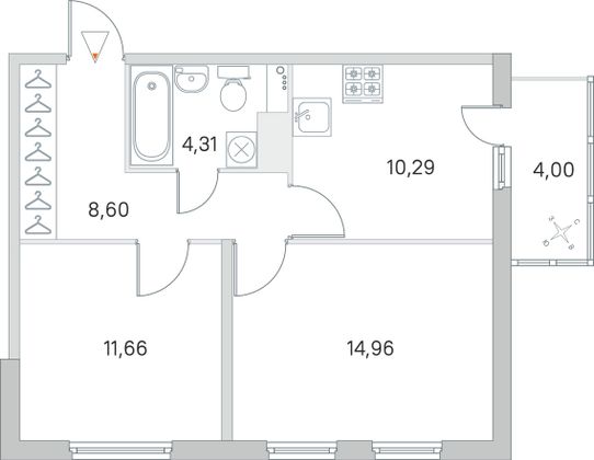 Продажа 2-комнатной квартиры 51,8 м², 3/8 этаж