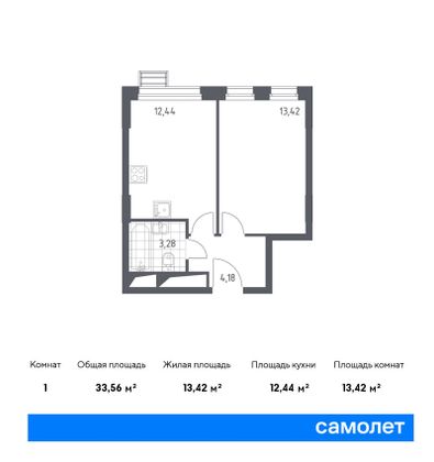 Продажа 1-комнатной квартиры 33,6 м², 3/31 этаж