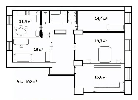 Продажа 4-комнатной квартиры 102,2 м², 3/5 этаж