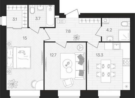 Продажа 2-комнатной квартиры 59,8 м², 2/10 этаж