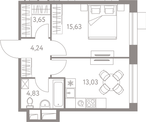 Продажа 1-комнатной квартиры 41,4 м², 7/28 этаж