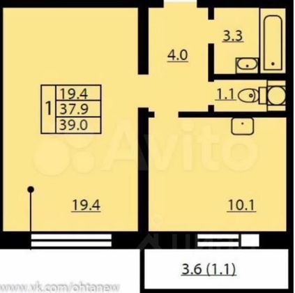 Продажа 1-комнатной квартиры 37,7 м², 14/18 этаж
