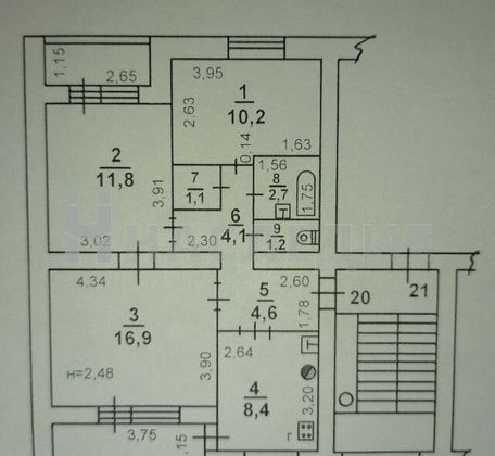 Продажа 3-комнатной квартиры 65 м², 3/5 этаж