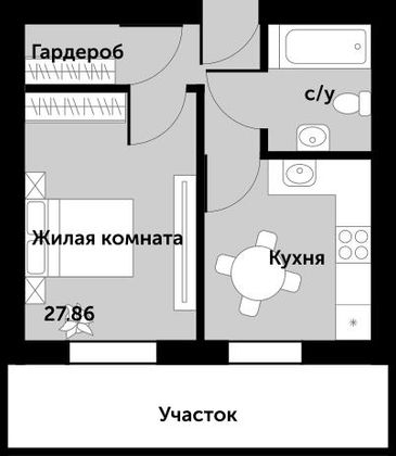 Продажа 1-комнатной квартиры 27,9 м², 1/4 этаж