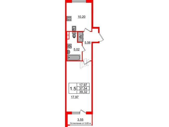 Продажа 1-комнатной квартиры 37,5 м², 1/4 этаж