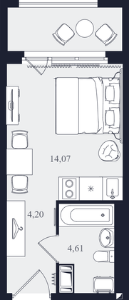 Продажа квартиры-студии 22,9 м², 12/24 этаж