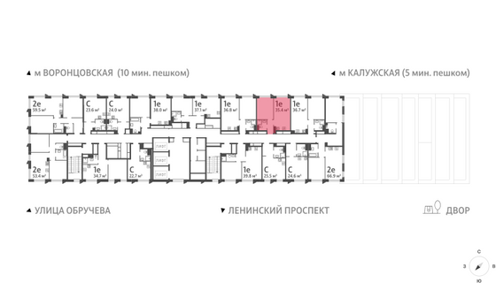 Продажа 1-комнатной квартиры 35,4 м², 34/58 этаж