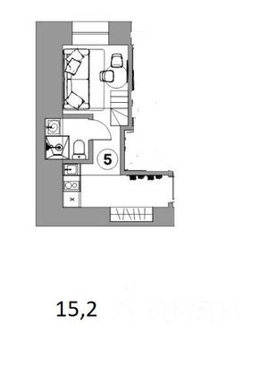 Продажа квартиры-студии 15,2 м², 2/6 этаж