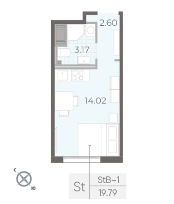 Продажа квартиры-студии 19,8 м², 17/17 этаж