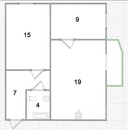 Продажа 2-комнатной квартиры 54,4 м², 17/19 этаж