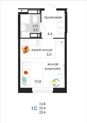 Продажа квартиры-студии 23,4 м², 11/19 этаж