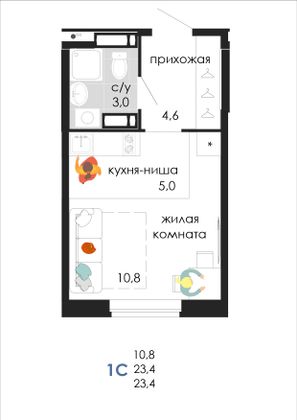 Продажа квартиры-студии 23,4 м², 15/19 этаж