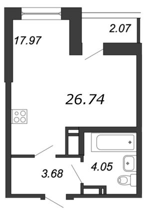Продажа квартиры-студии 26,7 м², 10/18 этаж