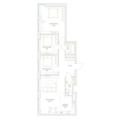 Продажа 4-комнатной квартиры 85,1 м², 18/23 этаж