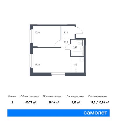 40,8 м², 1-комн. квартира, 1/5 этаж