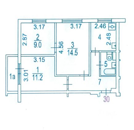 Продажа 3-комнатной квартиры 51,8 м², 8/9 этаж